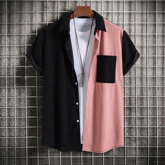 Herren Kurzarmhemd mit unterschiedlichen Texturen und modernem Design Heidi-Mode