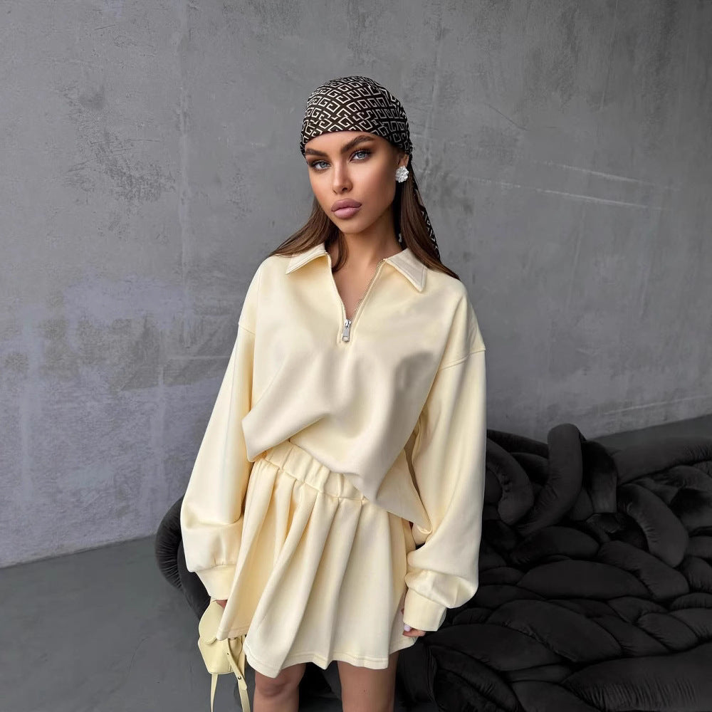 Damen sportlicher Pullover mit Kordelzug und Reißverschluss Heidi-Mode