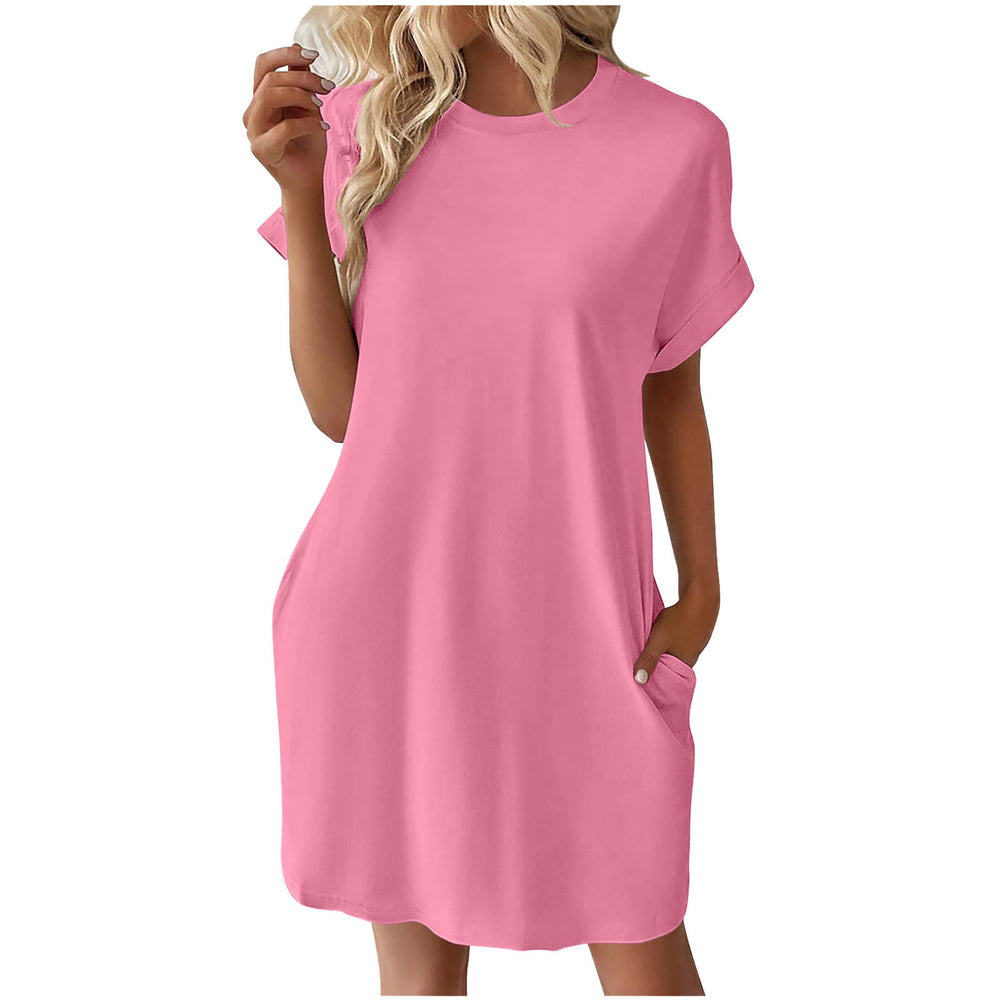 Damen lässiges T-Shirt Kleid mit praktischen Taschen Heidi-Mode