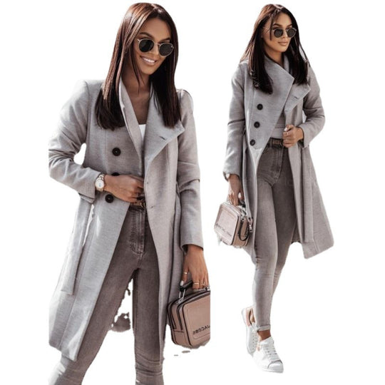 Damen Eleganter Woll-Trenchcoat Heidi-Mode