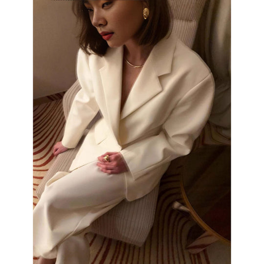 Damen bequeme Oversized Anzugjacke mit großen Taschen Heidi-Mode