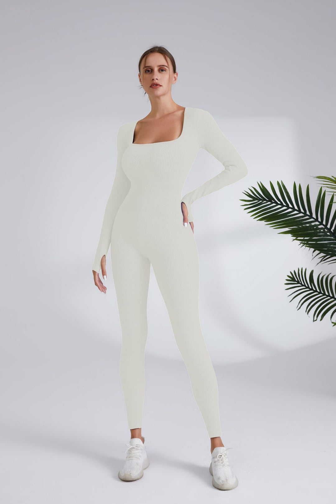 Damen Leggingsanzug mit elegantem Quadrat-Ausschnitt und figurbetonendem Schnitt Heidi-Mode