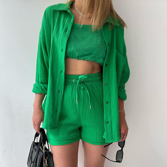 Damen lässige Oversized-Hemdjacke mit Gürtel Heidi-Mode