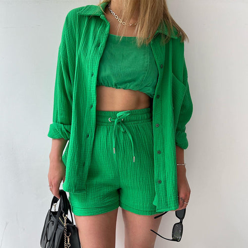 Damen lässige Oversized-Hemdjacke mit Gürtel Heidi-Mode