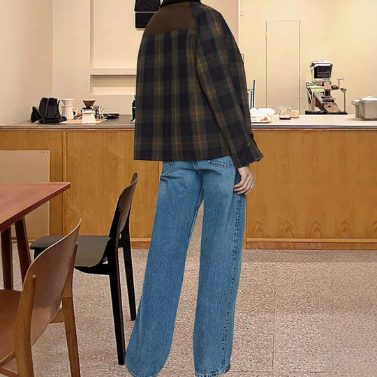 Damen Karierte Utility-Jacke mit praktischem Button-Detail und lässigem Schnitt Heidi-Mode