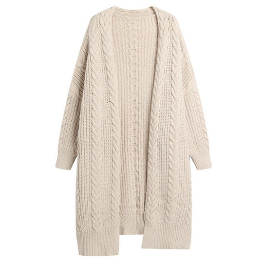 Damen Grobstrick Cardigan mit weitem Schnitt und strukturierter Optik Heidi-Mode