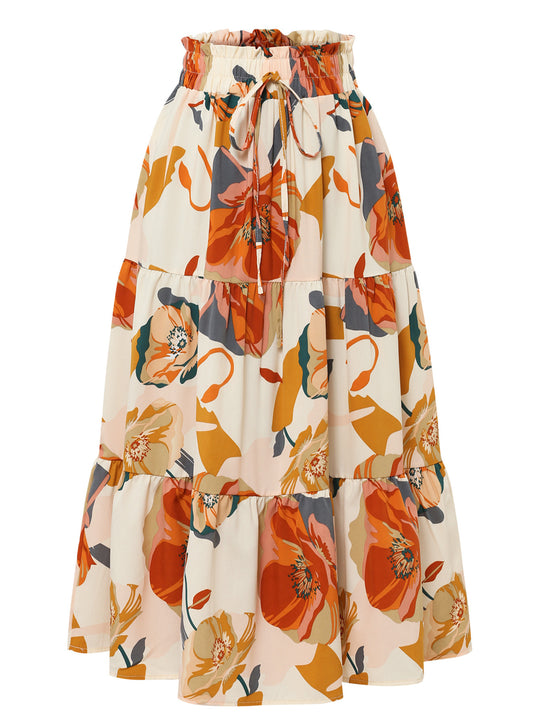 Damen Midirock mit floralem Design Heidi-Mode