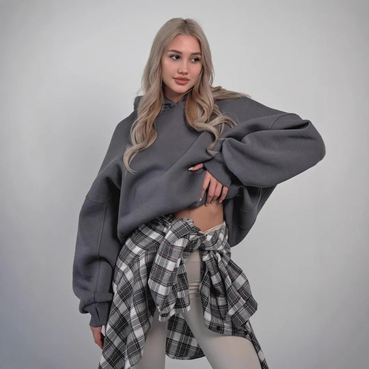 Damen oversized Kapuzenpullover mit lässigem Schnitt und Kängurutasche Heidi-Mode