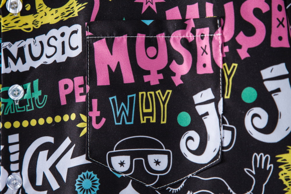 Herren Kurzarmhemd mit kreativem Grafikdesign und entspannter Passform Heidi-Mode