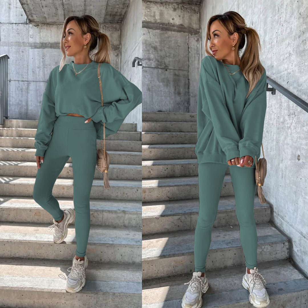 Damen lässiges Oversized Sweatshirt und enganliegende Sportleggings Set Heidi-Mode
