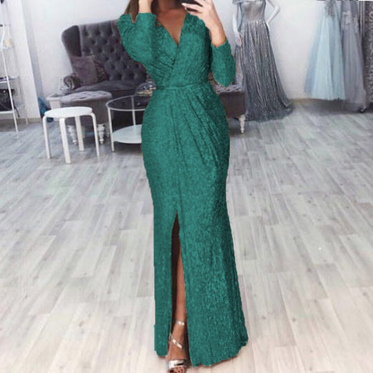 Damen Elegantes Wickelkleid mit Bein-Schlitz Heidi-Mode