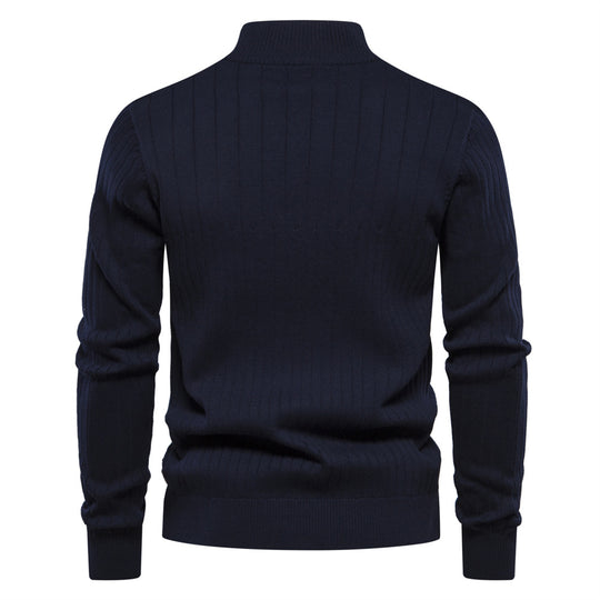 Herren Pullover mit eleganter Rippstruktur und halbem Reißverschluss Heidi-Mode