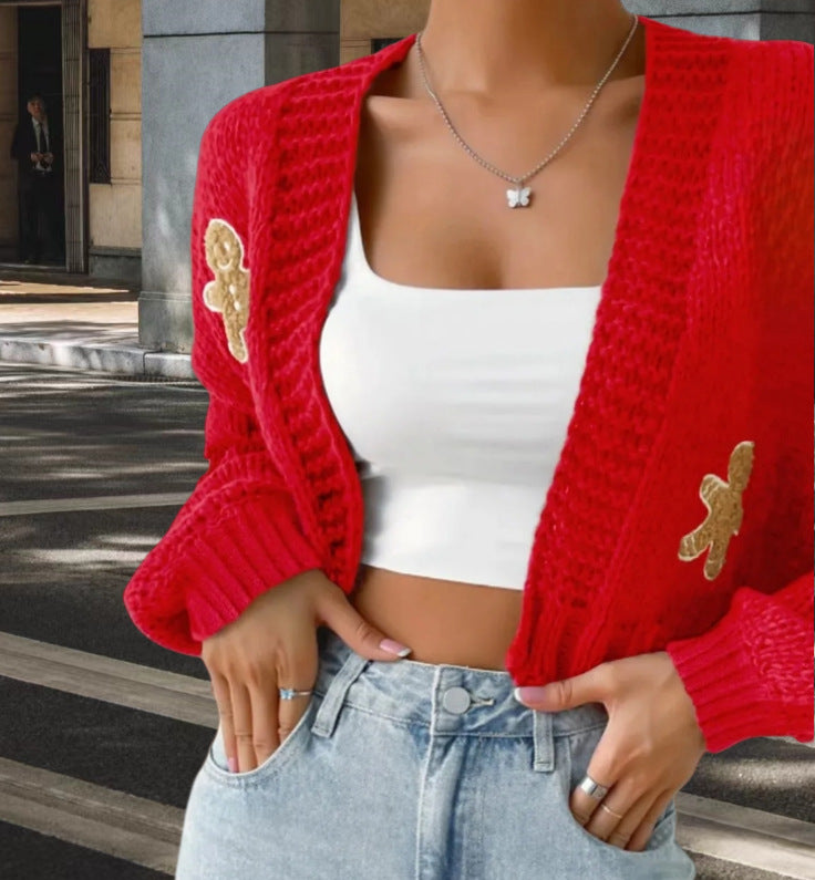 Damen Strickjacke mit verspielten Applikationen Heidi-Mode