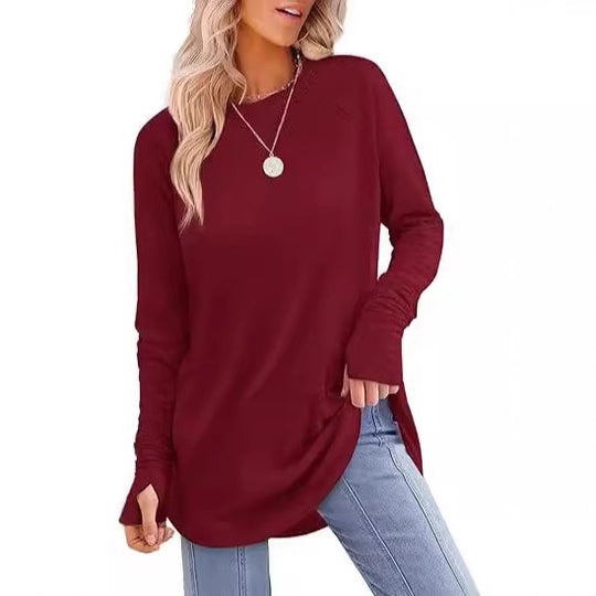 Damen lässiger Langarmshirt mit modernem Schnitt Heidi-Mode