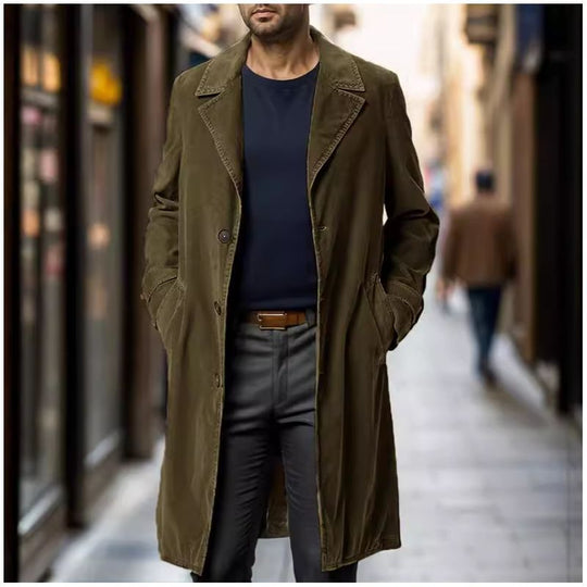 Herren eleganter Trenchcoat aus hochwertigem Gewebe mit praktischen Taschen Heidi-Mode