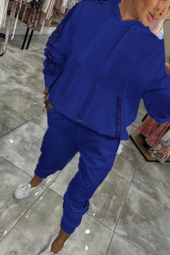 Damen Lässiges Sweat-Outfit mit dekorativem Kordeldetail Heidi-Mode