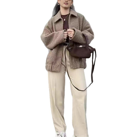 Damen gemütliche Oversized-Jacke aus hochwertigem Teddy-Material Heidi-Mode