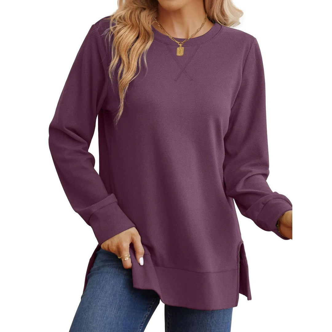 Damen Bequemer Langarm-Sweater mit Seitenschlitzen Heidi-Mode