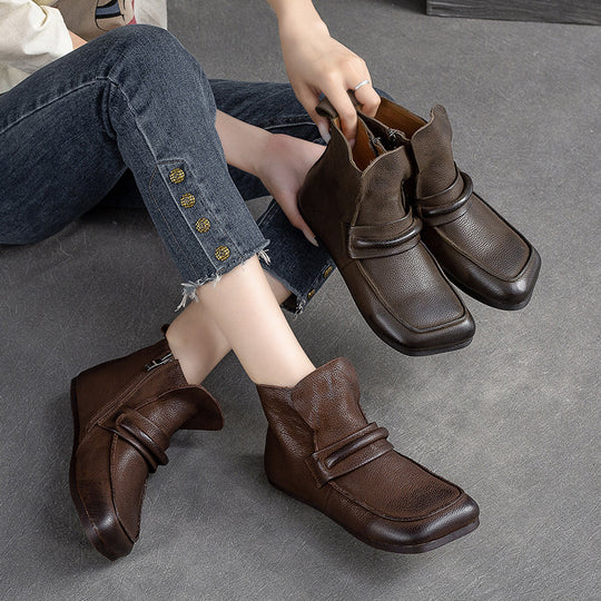 Damen komfortable Leder-Stiefel mit innovativem Reißverschluss Heidi-Mode
