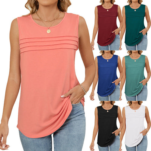 Heidi-Mode | Lässiger Rundhalsausschnitt Lockere Ärmellose Tanktop