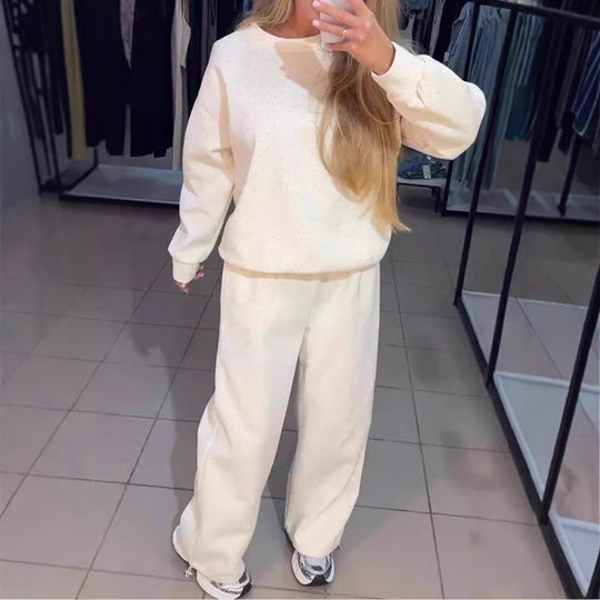 Damen Sportliches Lounge-Set mit gepunktetem Muster und elastischem Bund Heidi-Mode