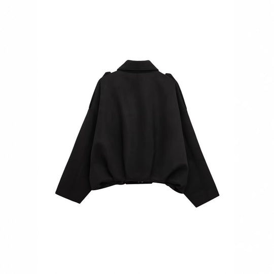 Damen lockere Cropped Jacke aus Wildlederimitat Heidi-Mode