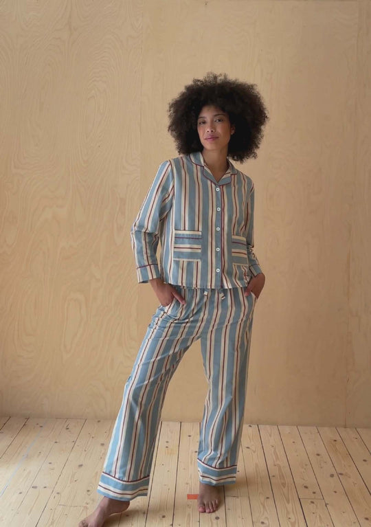 Damen Pyjama-Set mit modischem Streifenmuster Heidi-Mode