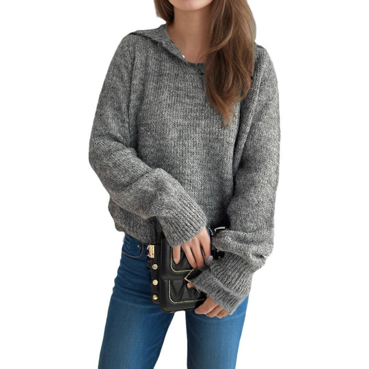 Damen lässiger Pullover mit voluminösen Ärmeln und modernem Strukturstrick Heidi-Mode