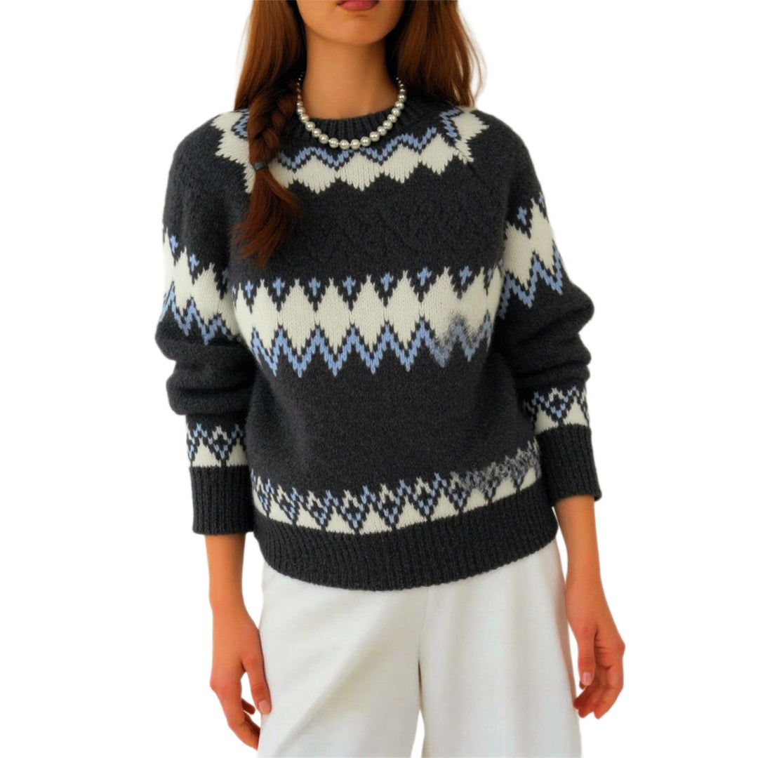 Damen Strickpullover mit grafischem Muster und weichem Material Heidi-Mode