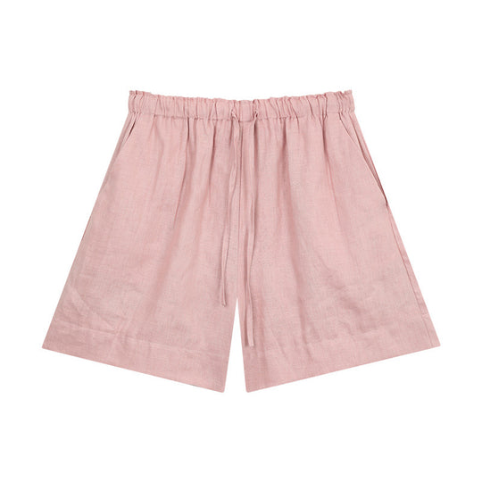 Damen lässige Leinen-Shorts mit elastischem Bund und praktischen Seitentaschen Heidi-Mode