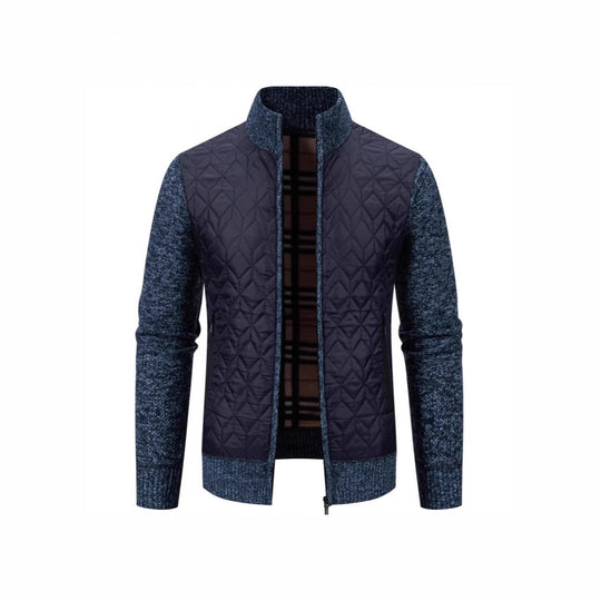 Herren Steppjacke mit hohem Kragen und eleganter Strickästhetik Heidi-Mode