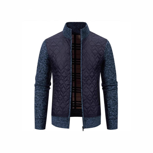 Herren Steppjacke mit hohem Kragen und eleganter Strickästhetik Heidi-Mode