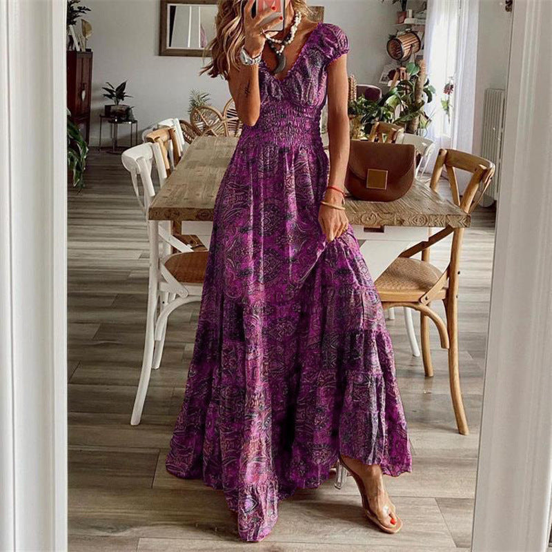 Damen Maxikleid mit Boho-Design und schwingendem Abschluss Heidi-Mode