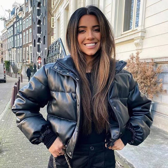 Damen Kunstleder Steppjacke Heidi-Mode