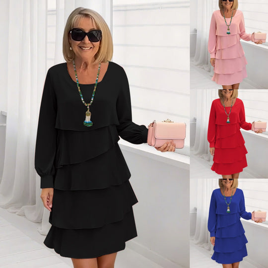 Damen Cerulean-Farbige Layered Kleider Heidi-Mode