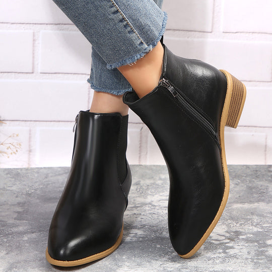 Damen ankle boots mit elegantem Reißverschluss und glattem Obermaterial Heidi-Mode