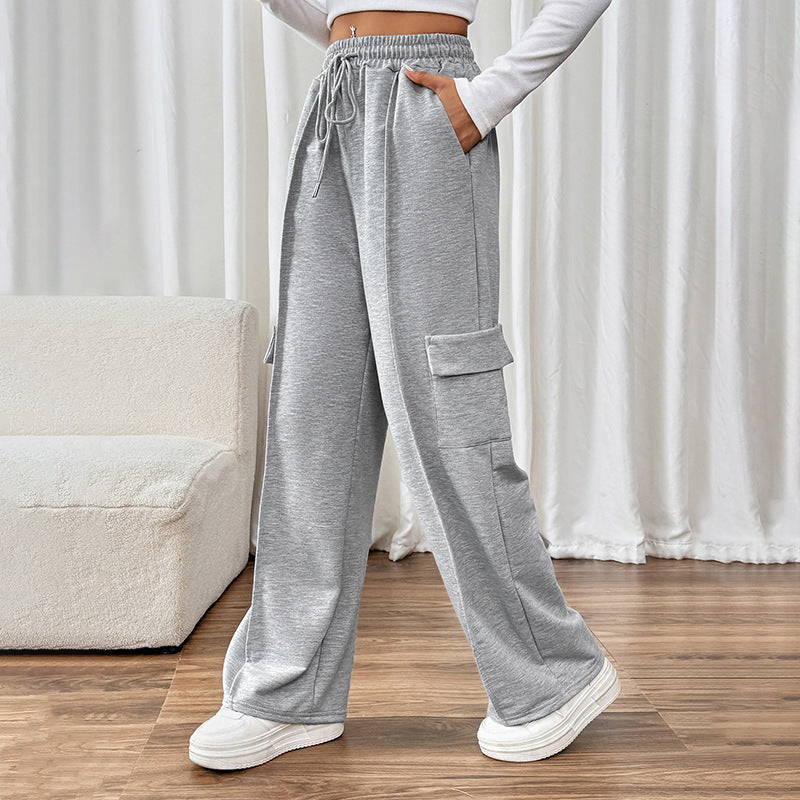 Damen Bequeme Cargo-Hose mit elastischem Bund und seitlichen Taschen Heidi-Mode