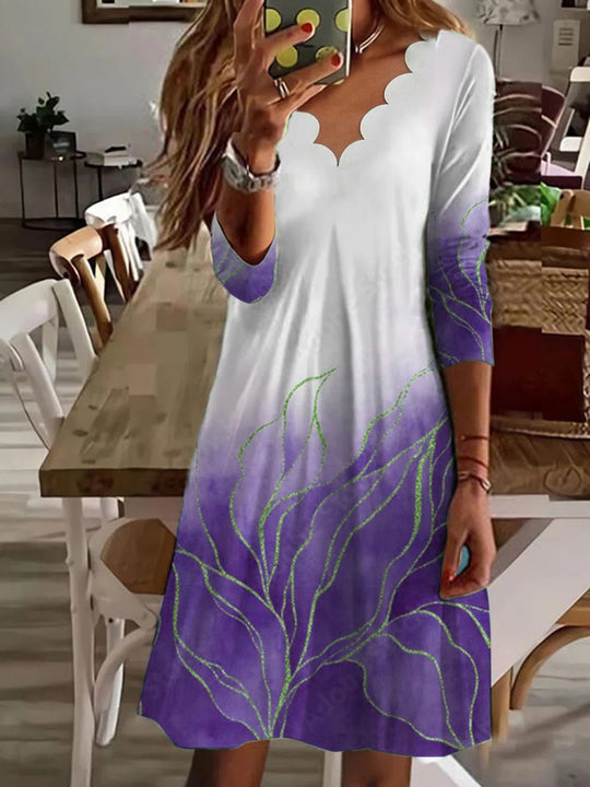 Damen Boho Maxikleid mit Wellenmuster und eleganter Ausschnittgestaltung Heidi-Mode