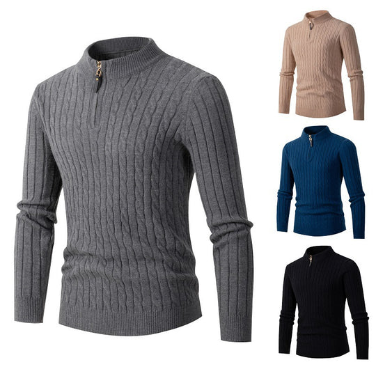 Herren eleganter Rollkragenpullover mit strukturiertem Zopfmuster Heidi-Mode
