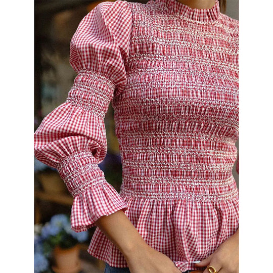 Damen elegante Bluse mit Rüschendetails und Smock-Effekt Heidi-Mode
