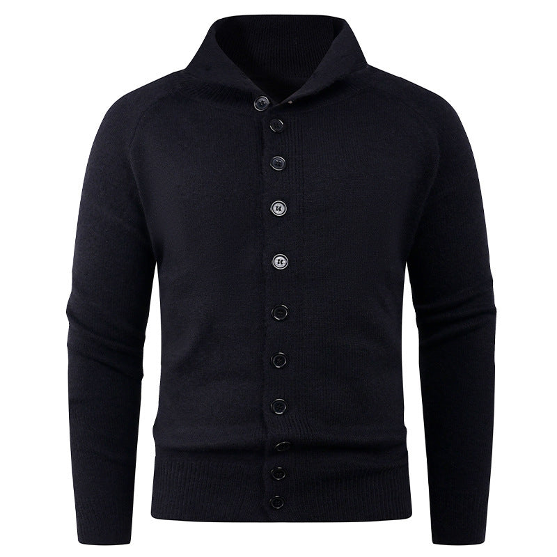 Herren Strickpullover mit hohem Kragen und Knopfverschluss Heidi-Mode