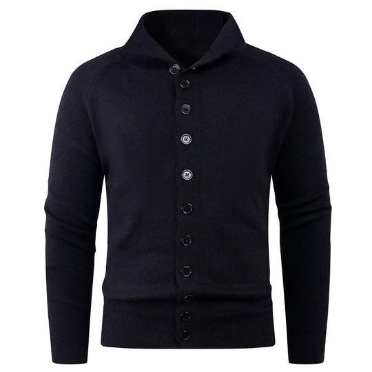 Herren Strickpullover mit hohem Kragen und Knopfverschluss Heidi-Mode