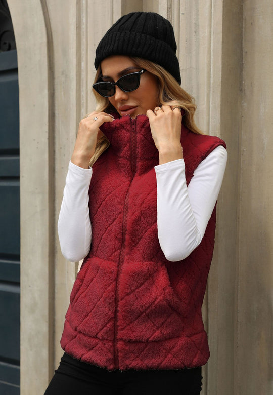 Damen Kuschelige Fleece-Weste mit Kapuze Heidi-Mode