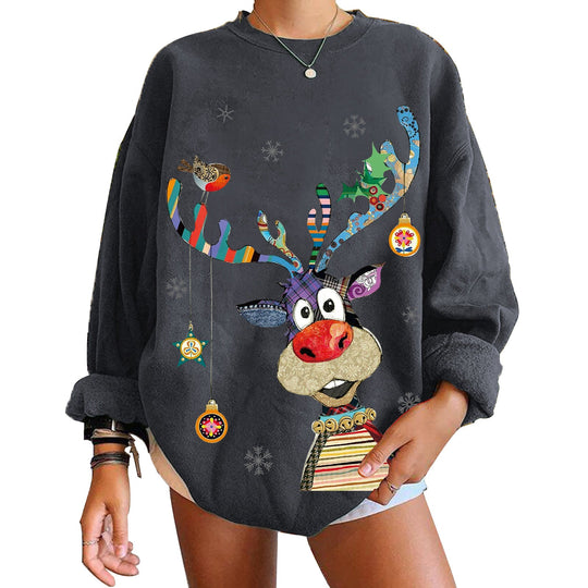 Heidi-Mode | Jul Ox Farbe Druck Rundhals Pulli
