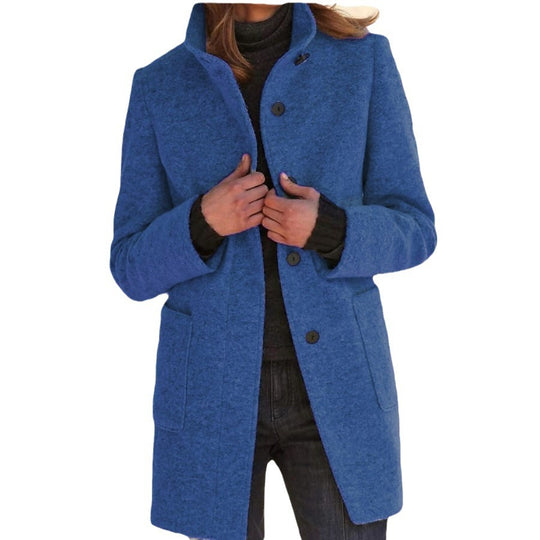 Damen Wollmantel mit eleganter Knopfdetail und praktischen Taschen Heidi-Mode