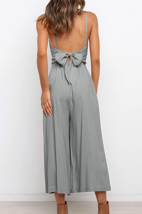 Heidi-Mode | Solide Tie Rückfreie Kurze Jumpsuits
