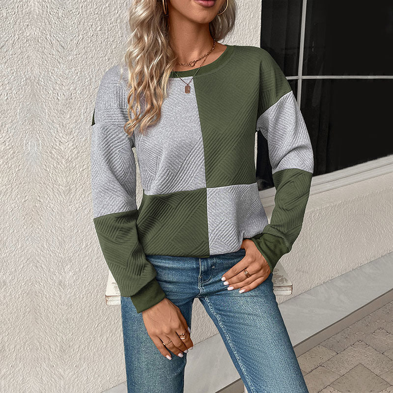 Damen Lässiger Sweatshirt mit modernen geometrischen Mustern Heidi-Mode