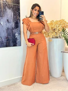 Damen eleganter Jumpsuit mit voluminösen Rüschendetails Heidi-Mode