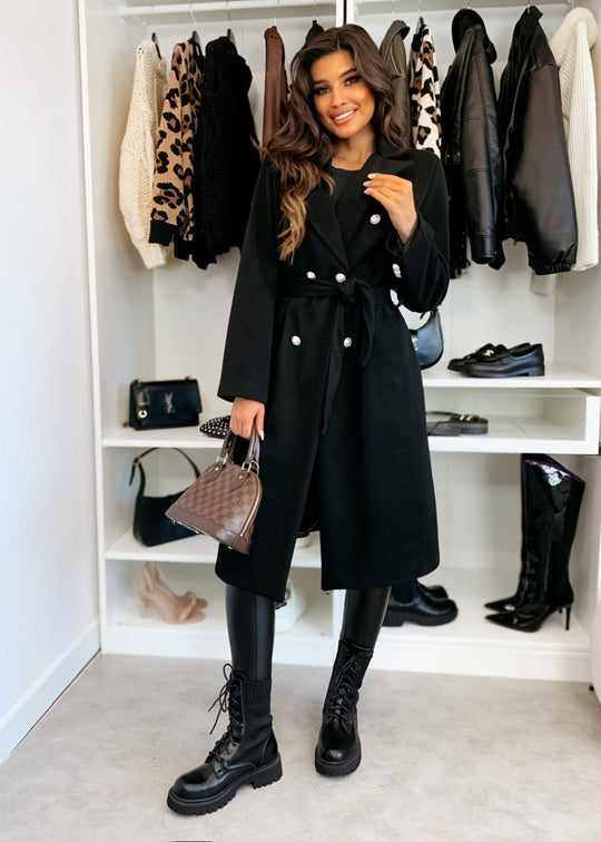 Damen Eleganter Trenchcoat mit taillierbarem Gürtel und Doppelreiher Heidi-Mode