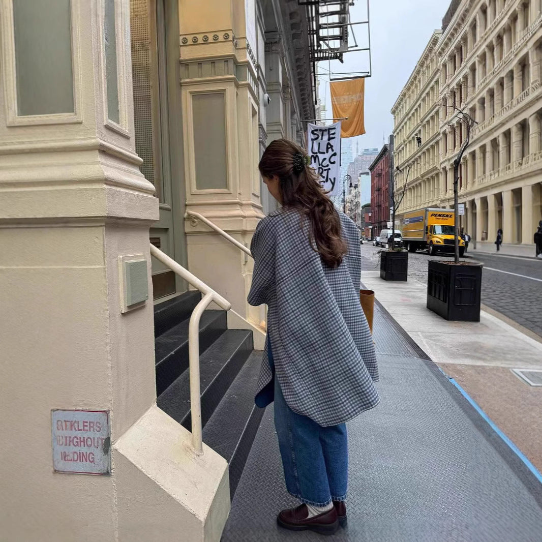 Damen modische Überwurfjacke mit großzügigen Taschen und strukturiertem Design Heidi-Mode